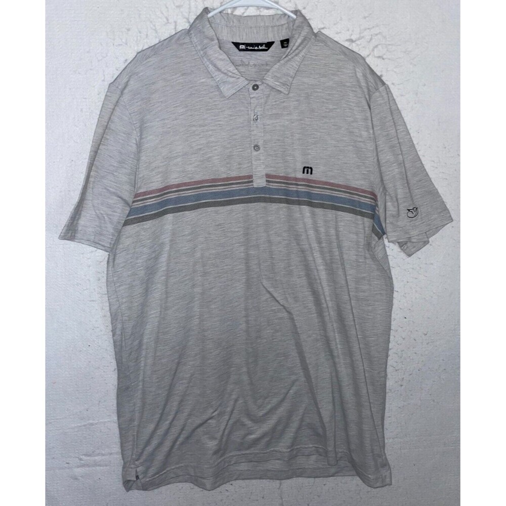 Travis Mathew Golf Polo Heather Gray Mens XXL Short Sleeve cotton blend logo